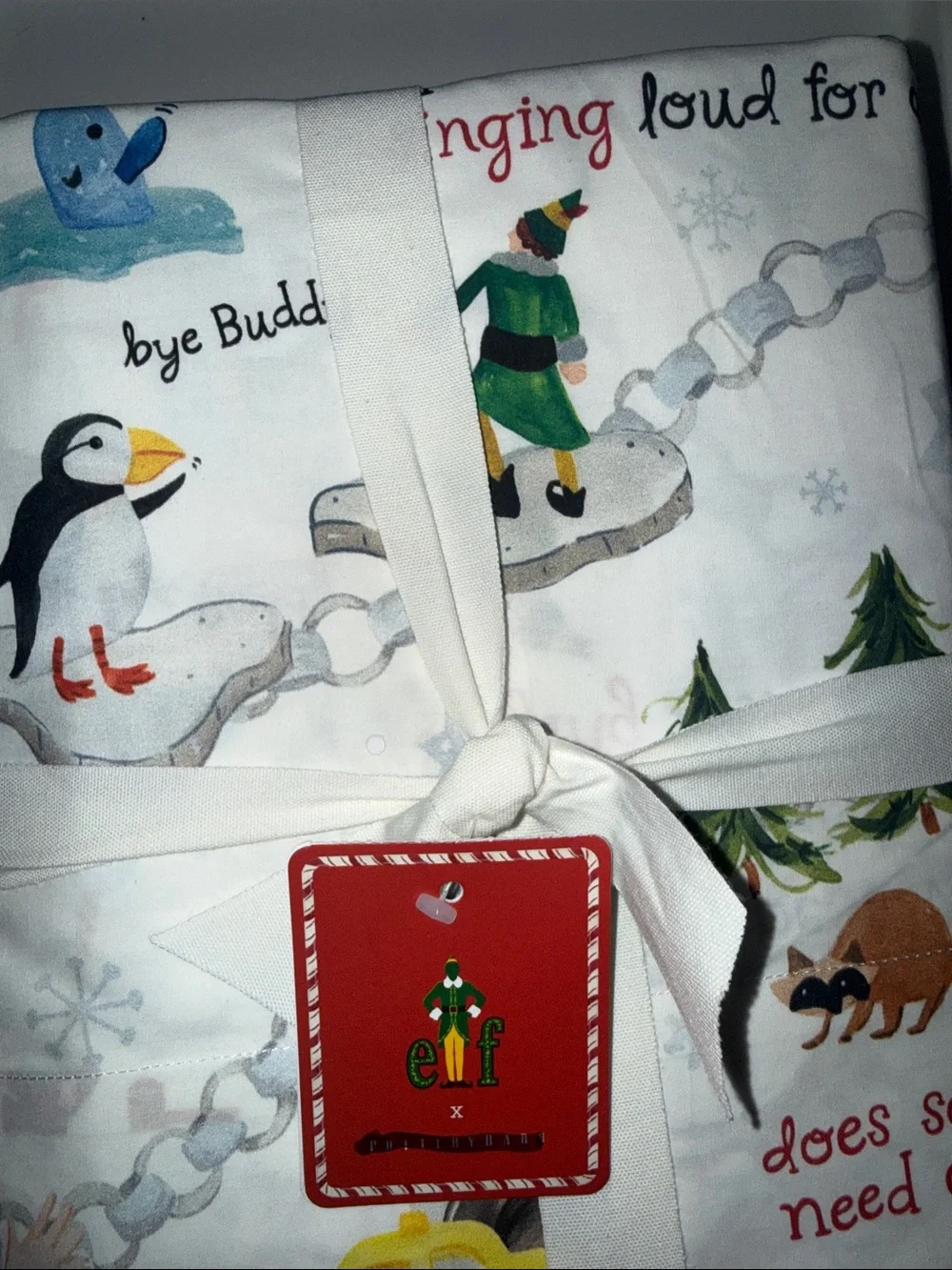 NWT Pottery Barn Elf™ Percale Sheet Set Queen 4-piece Christmas Holiday Multi